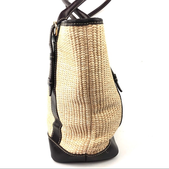 Maxx New York Beige Woven Brown Shoulder Tote - Picture 5 of 8